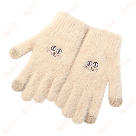 beige glove knitted for female